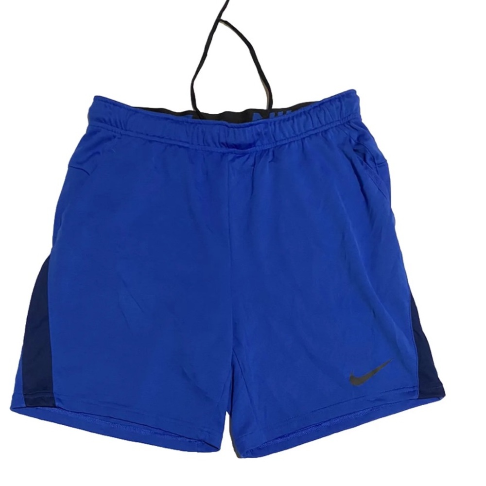 Nike mens shorts size m athletic dri fit inseam 7 inches inner drawstring blue